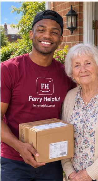Ferry Helpful delivery team member with a customer